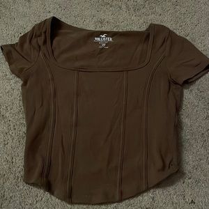 Brown crop top scoopneck